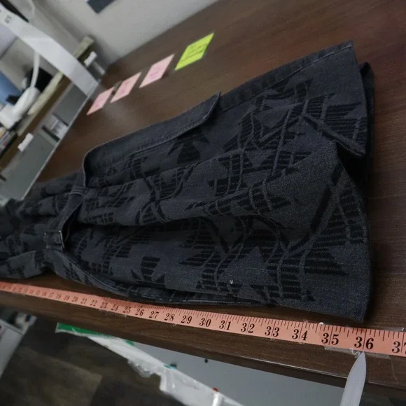 Free People Longline Denim Vest Womens XS Gray Aztec Belted Boho Southwestern - Picture 16 of 16